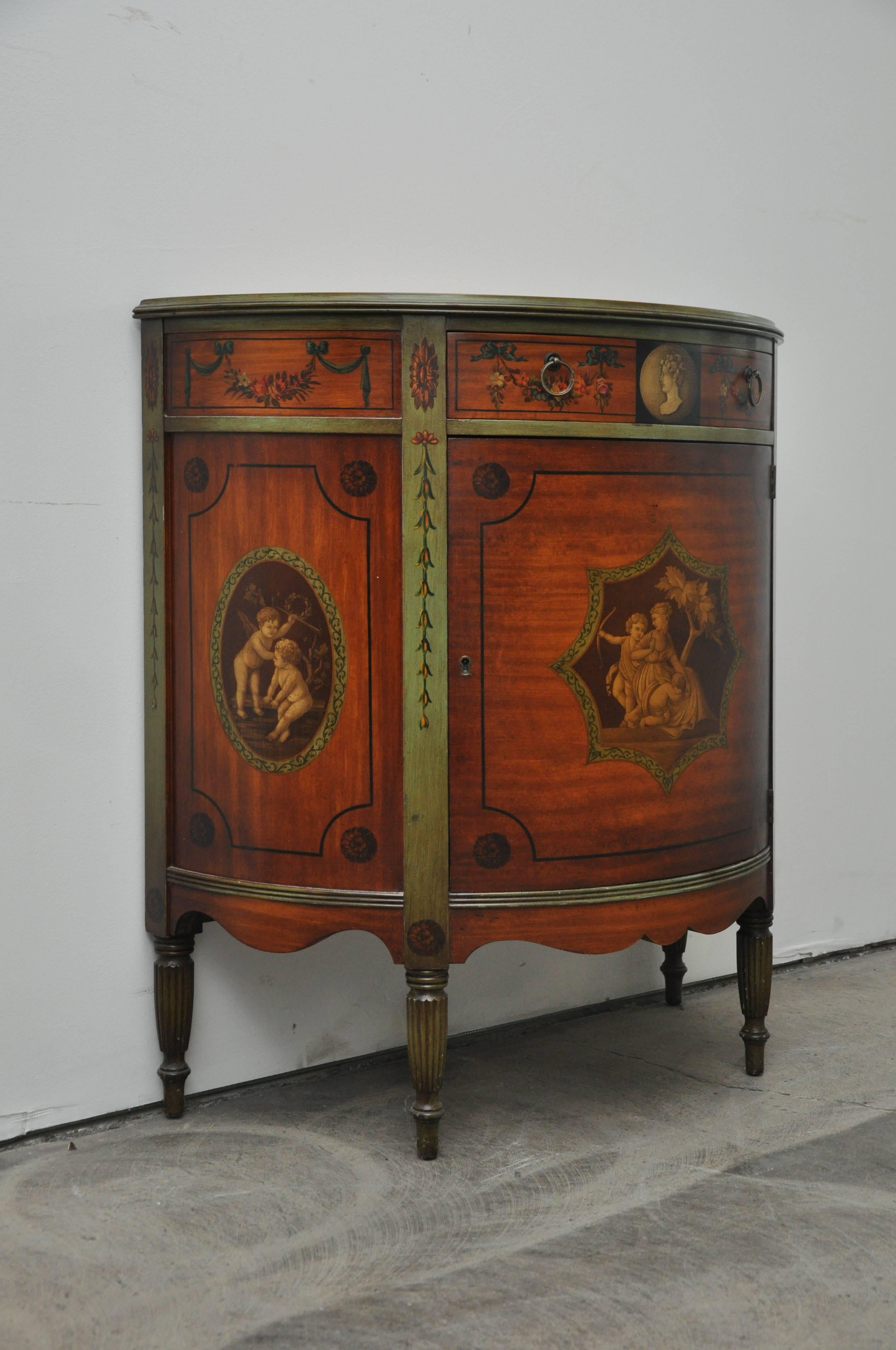 Painted Demilune Cabinet 1