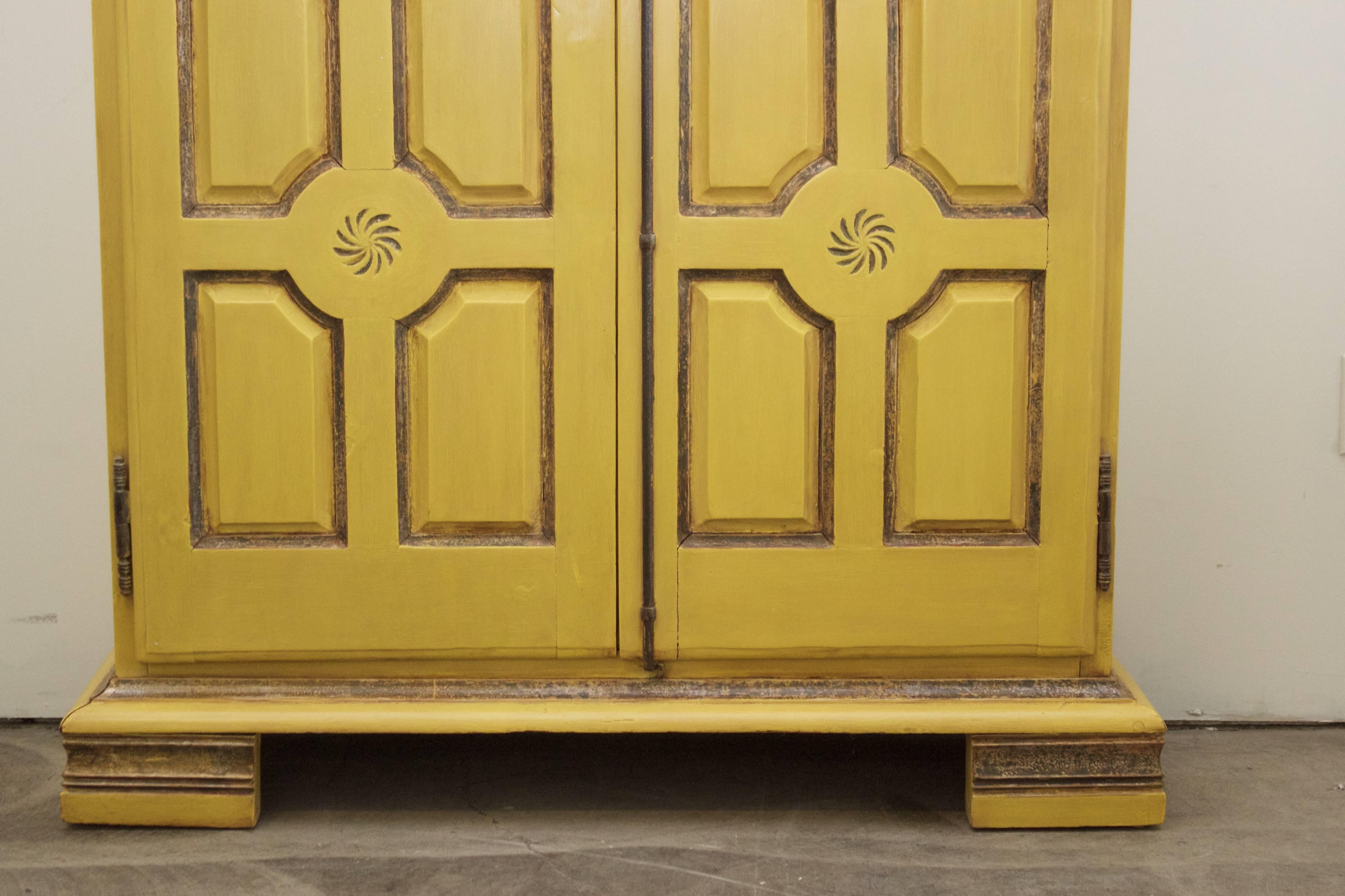Yellow Armoire from Marshall Fields In Good Condition In Geneva, IL