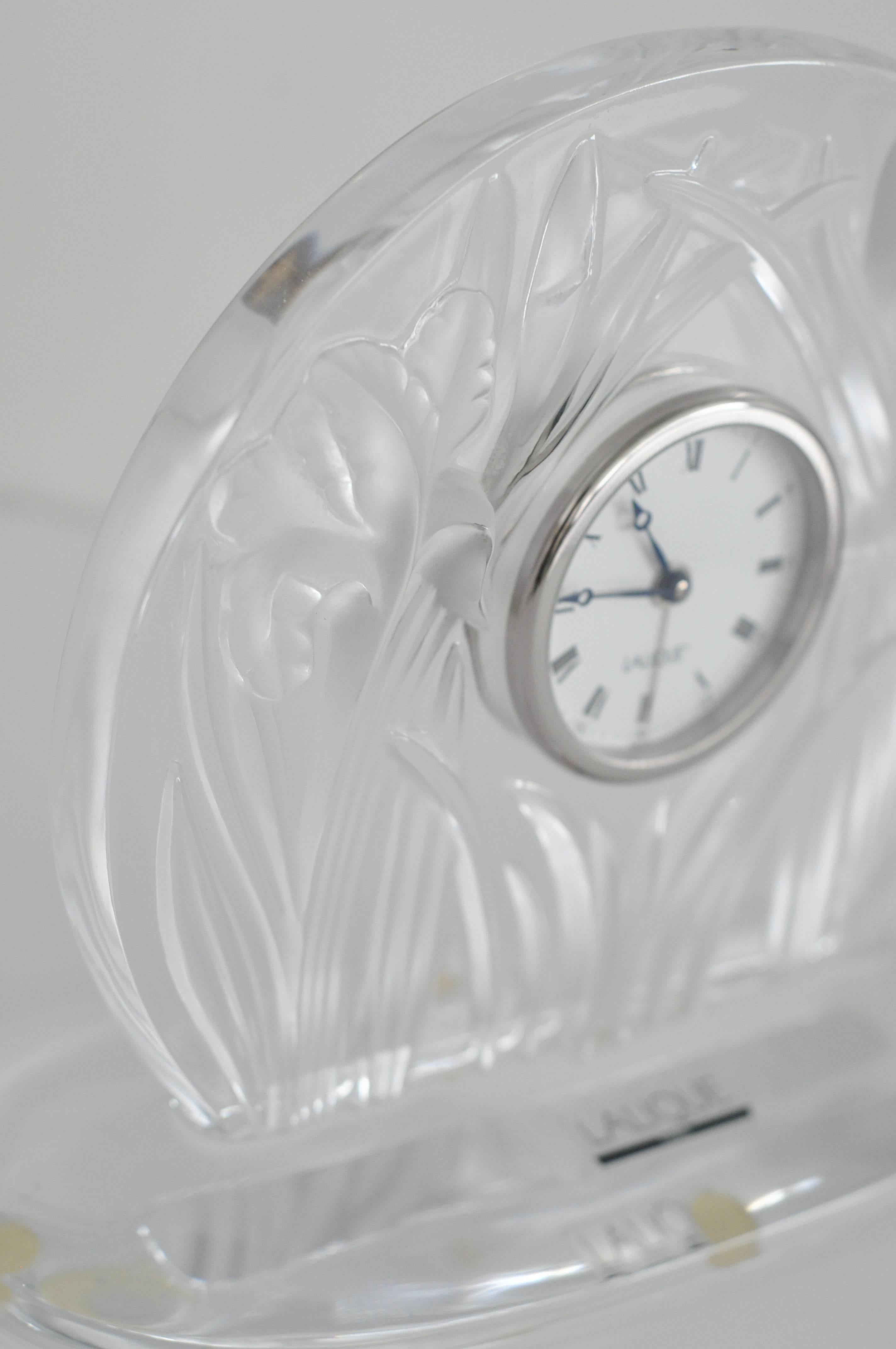 Late 20th Century Lalique Iris Clock