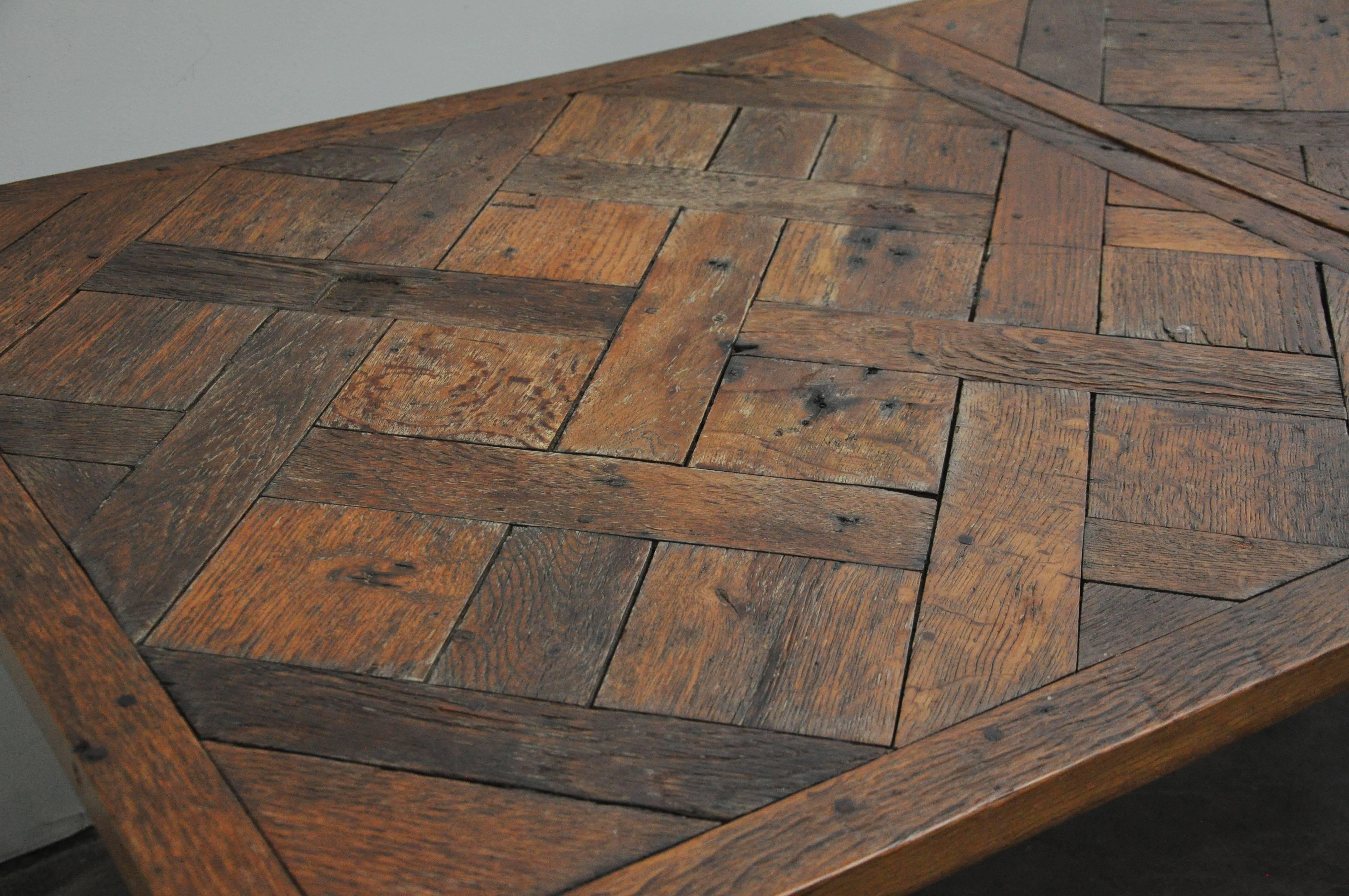 19th Century French Wood Parquet Top Table