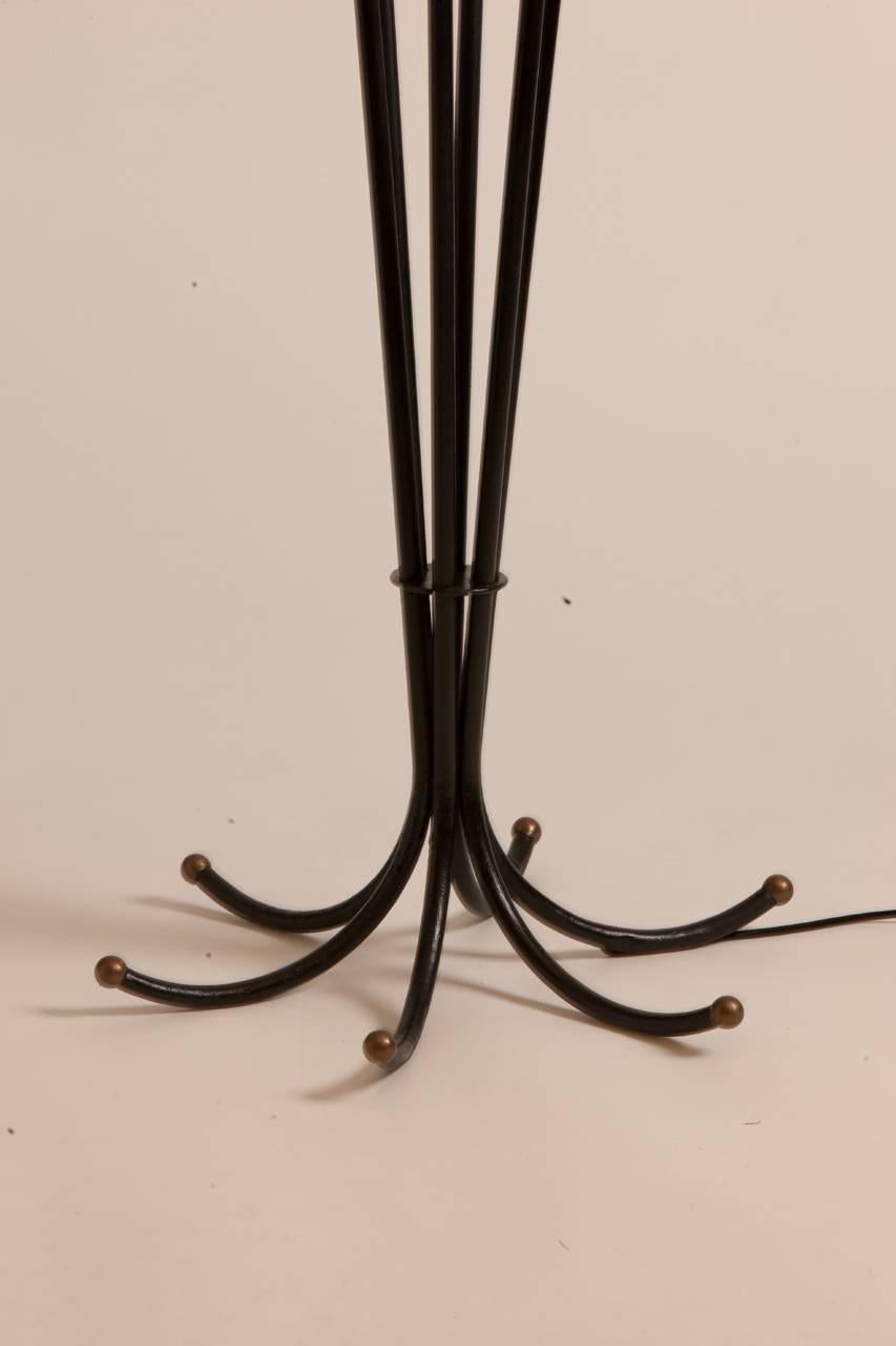 French metal floor lamp in the spirit of Jean Royere's 