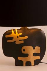 French Mid-Century Ceramic Table Lamp with Geometric Detail