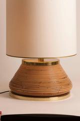 Stamped Traversi Milano Italian Mid-Century Bamboo and Brass Table Lamp