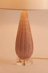 1950's Italian Large Scale Mid-Century Dusty Pink and Gold Murano Lamp