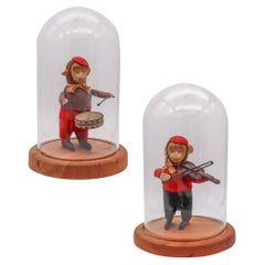SCHUCO 1920 Germany Set Of Mechanical Monkeys Musicians Violinist & Drumber