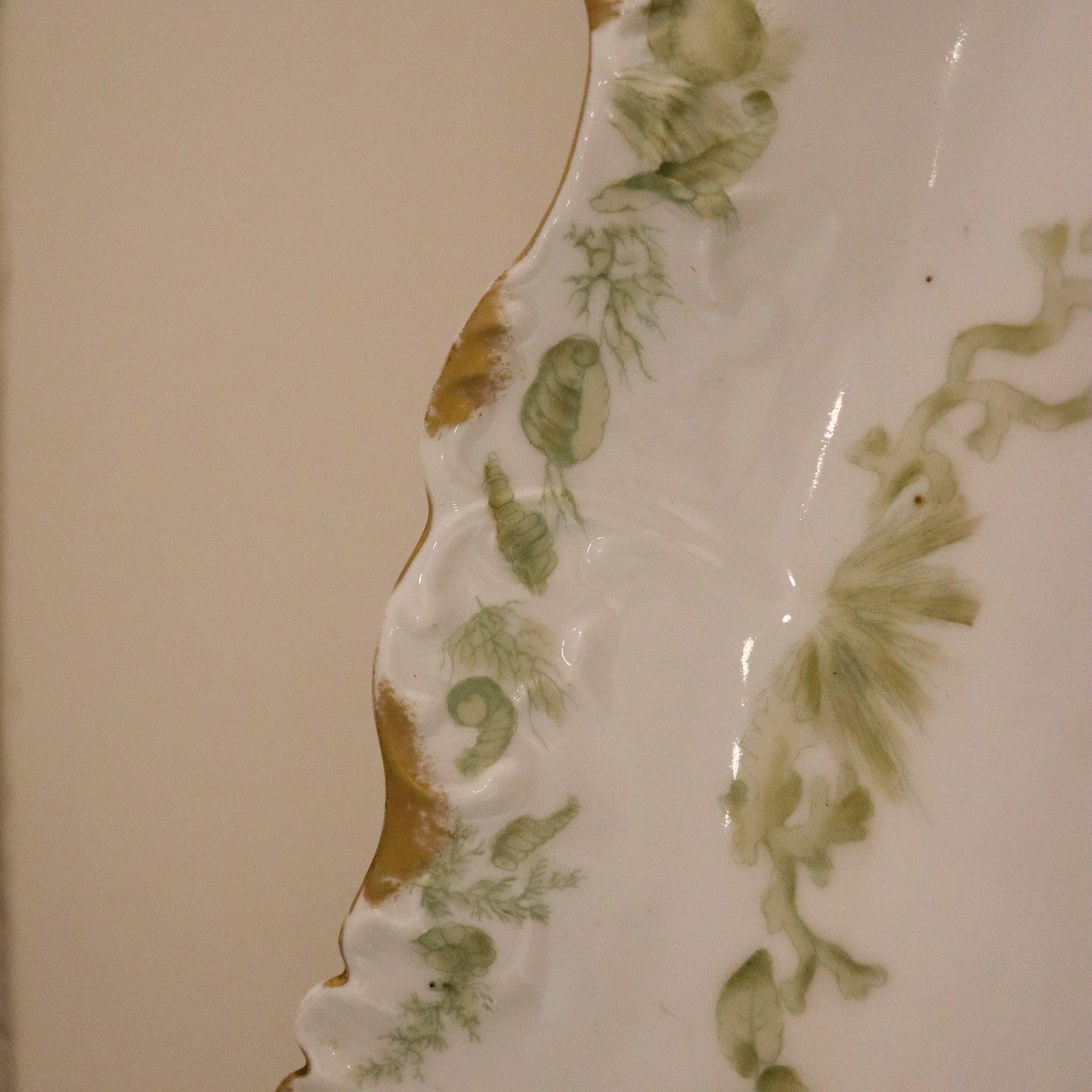 LIMOGES Frankreich 1900 Elite Set aus weißem Porzellangeschirr und Tablett für Fisch im Angebot 1