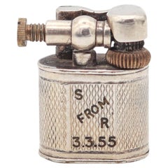 DUNHILL London 1950 Art Deco Miniature Lift-Arm Lighter in Plated Sterling