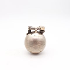 DUNHILL 1929 Ball Petrol Desk Lighter In Solid .925 Sterling Silver With Pattern