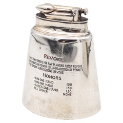Briquet à essence de bureau CLARK 1928 avec jeu de cartes « Bridge » en argent massif 925 et émail