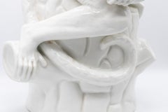 KPM Germany 1950 Seated Monkey Eating a Banana Figure In White Glazed Porcelain