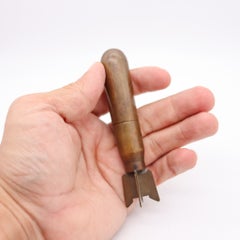 TRENCH-ART Germany WWI 1916-1919 Torpedo-Shaped Desk Petrol Lighter In Bronze
