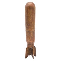 TRENCH-ART Germany WWI 1916-1919 Torpedo-Shaped Desk Petrol Lighter In Bronze