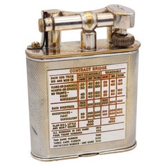 DUNHILL London 1936 Deco Bridge Rules Giant Petrol Desk Lighter Silver & Enamel
