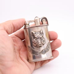 JOSEF SONSKOWSKI 1888 Table Petrol Lighter Adaptation In Silver-Plated Bronze