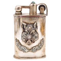 JOSEF SONSKOWSKI 1888 Table Petrol Lighter Adaptation In Silver-Plated Bronze