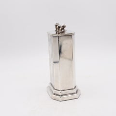DOUGLASS 1926 Art Deco Skyscraper Desk-Table Petrol Lighter Engine-Turned Silver