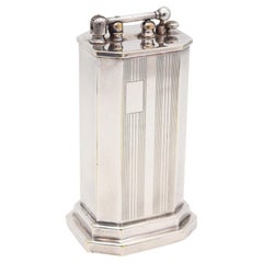 DOUGLASS 1926 Art Deco Skyscraper Desk-Table Petrol Lighter Engine-Turned Silver