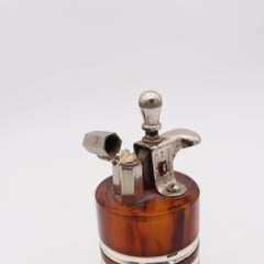 RONDO Germany By Alfred Auth 1951 Table-Desk Petrol Lighter In Steel & Bakelite
