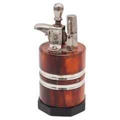 RONDO Germany By Alfred Auth 1951 Table-Desk Petrol Lighter In Steel & Bakelite