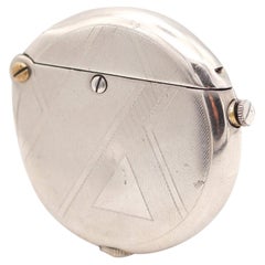 THORENS Swiss 1933 Art-Deco Design Round Pocket Petrol Lighter Type-B