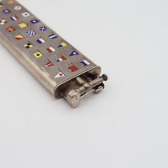 DUNHILL London 1928 Enamel Nautical Flags Petrol Club Desk Lighter 925 Sterling