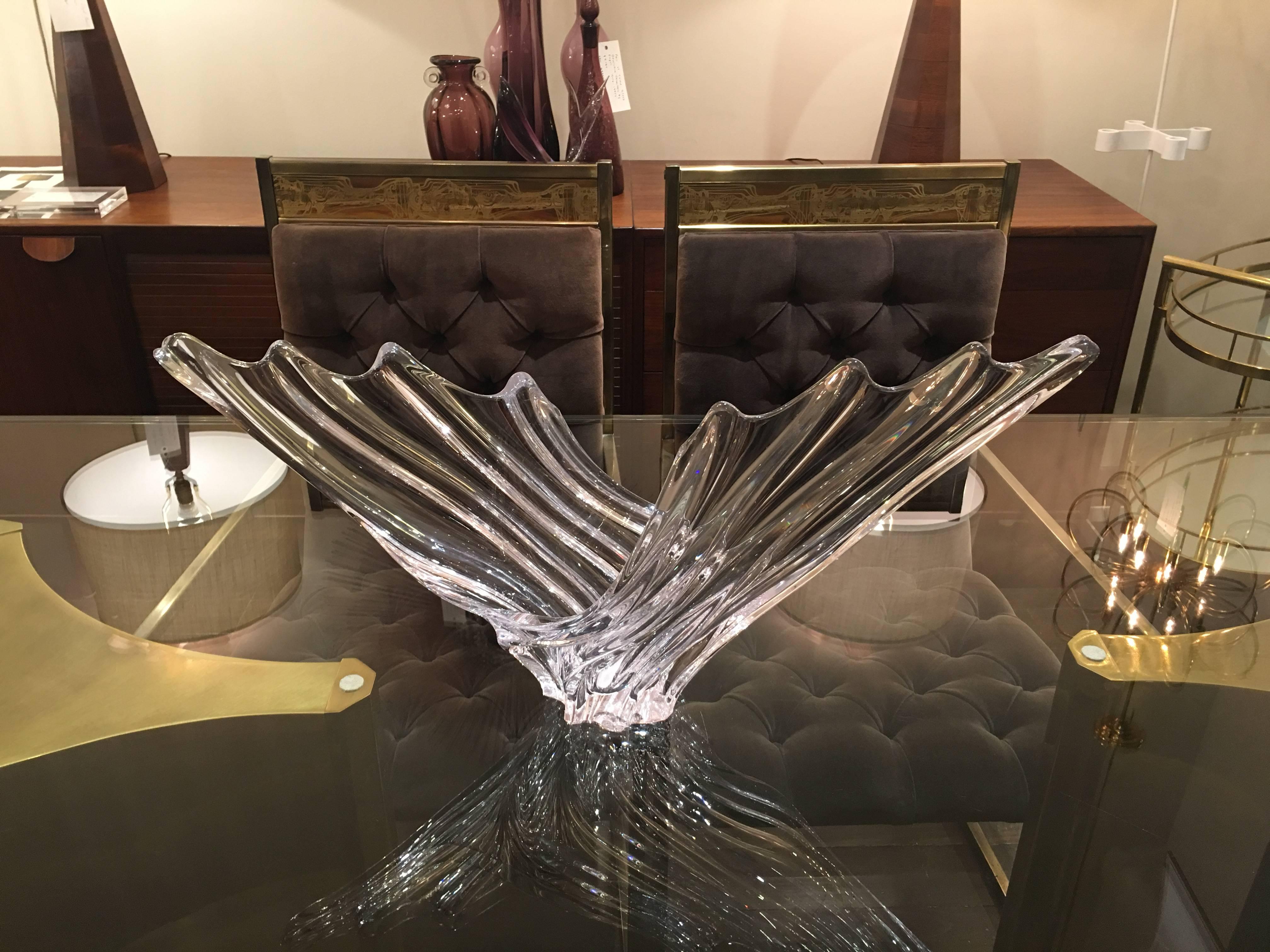French Crystal Centerpiece Bowl in Grand Scale by Art Vannes For Sale