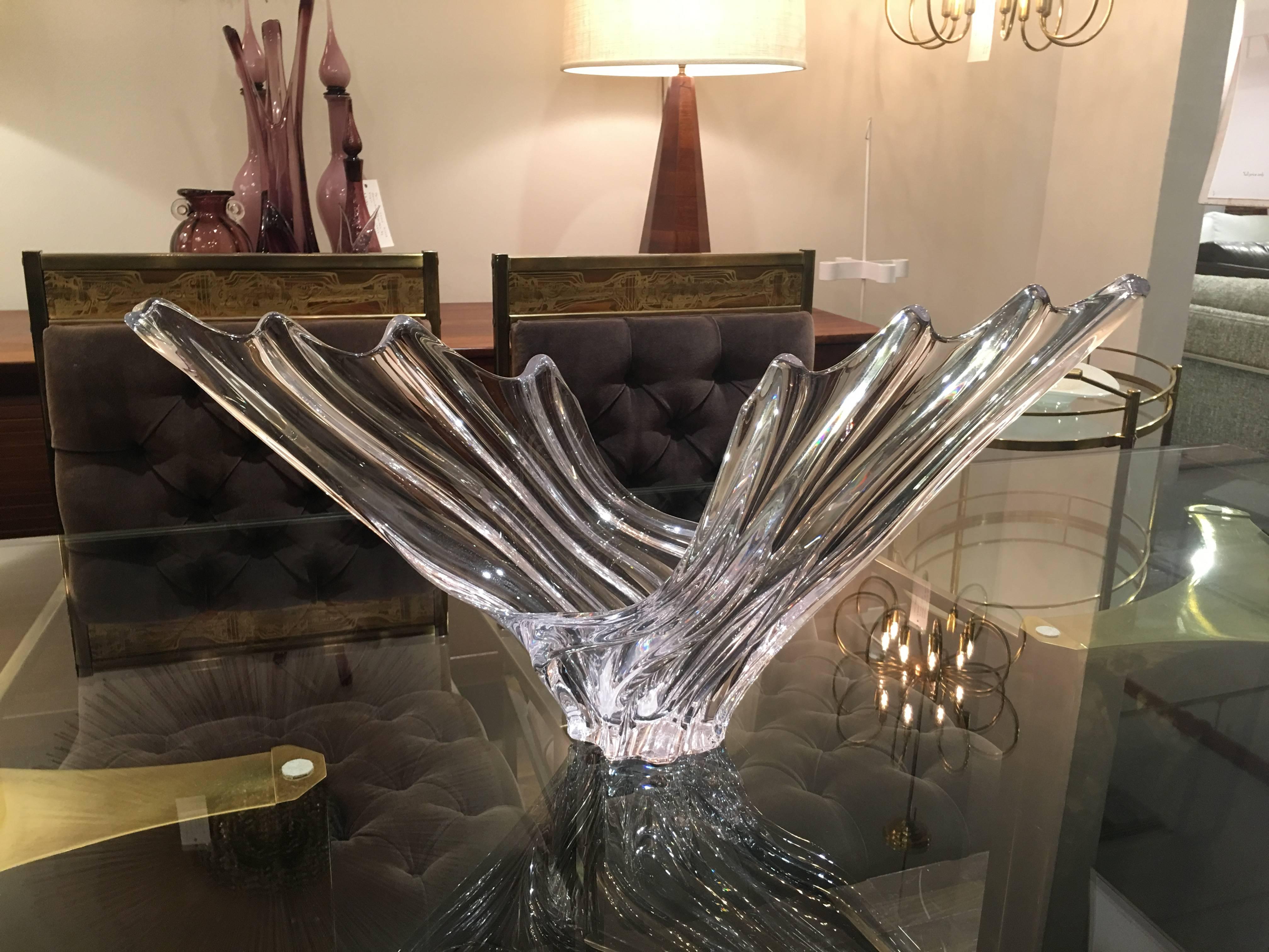 20th Century Crystal Centerpiece Bowl in Grand Scale by Art Vannes For Sale