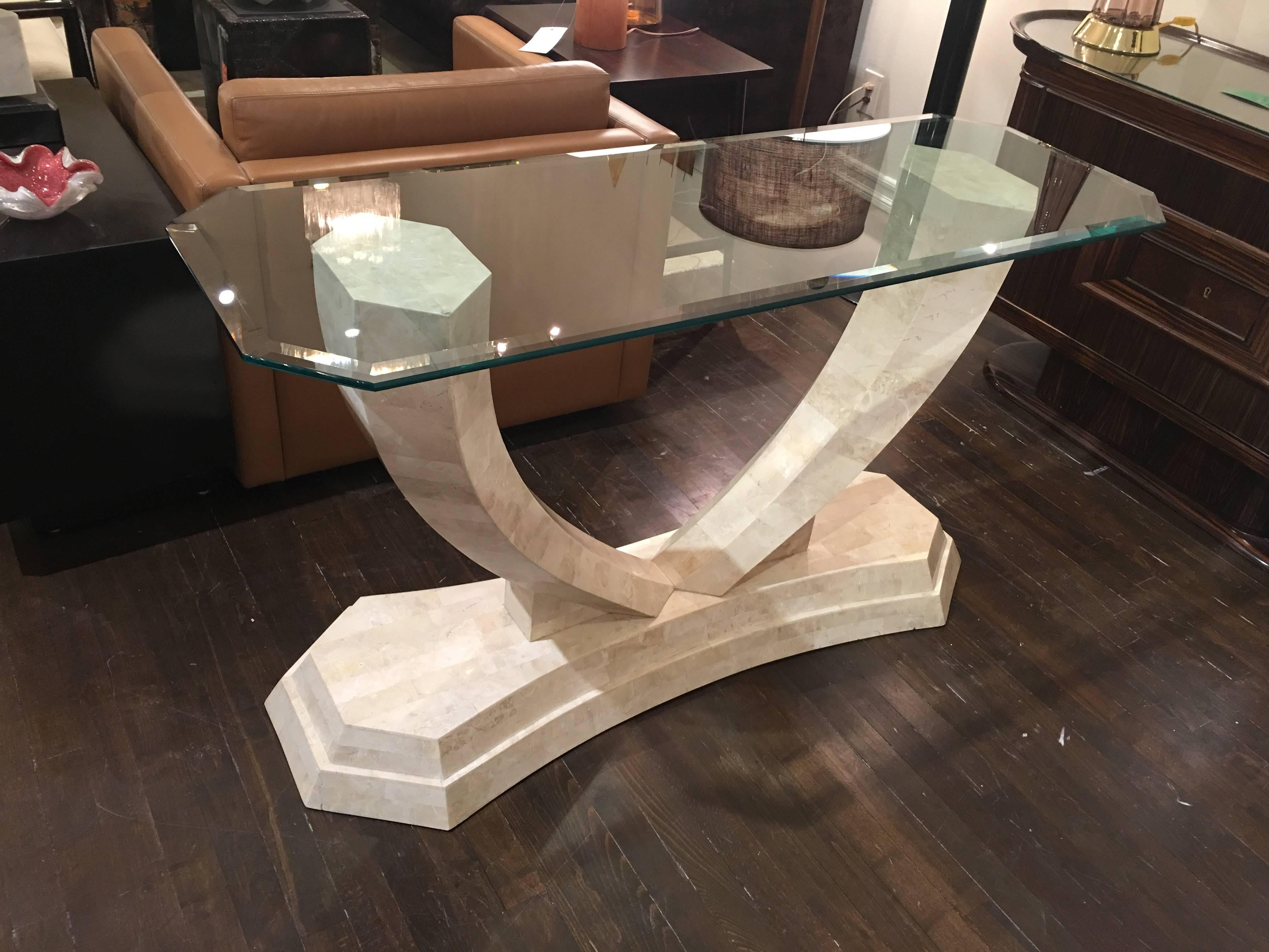 Tessellated Stone Console Table by Robert Marcius In Good Condition For Sale In New York, NY