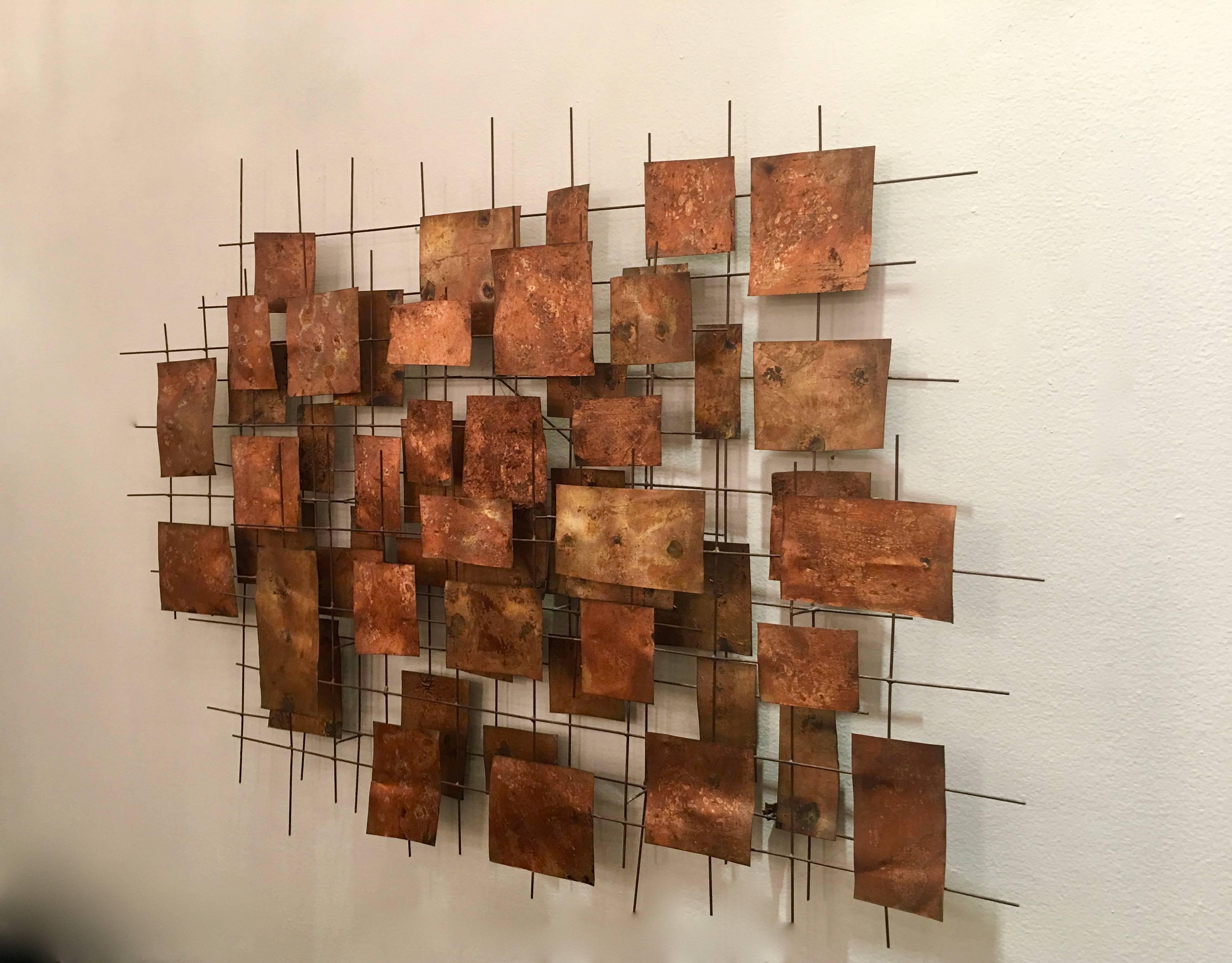Mid-Century Modern 1960s Mixed Metal Gold Leaf Wall Sculpture by William Friedle