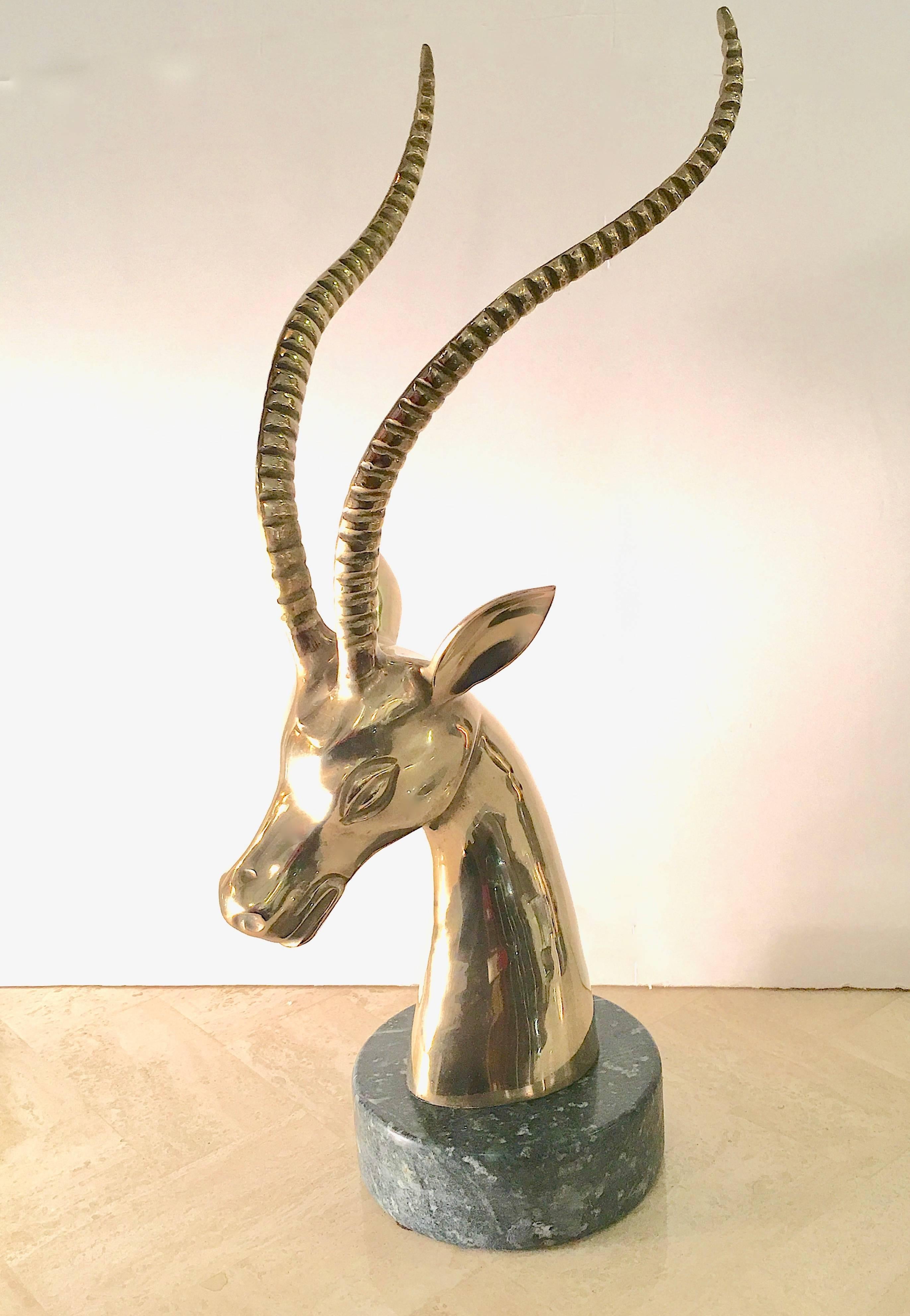 Korean Majestic Pair of Brass Gazelles For Sale