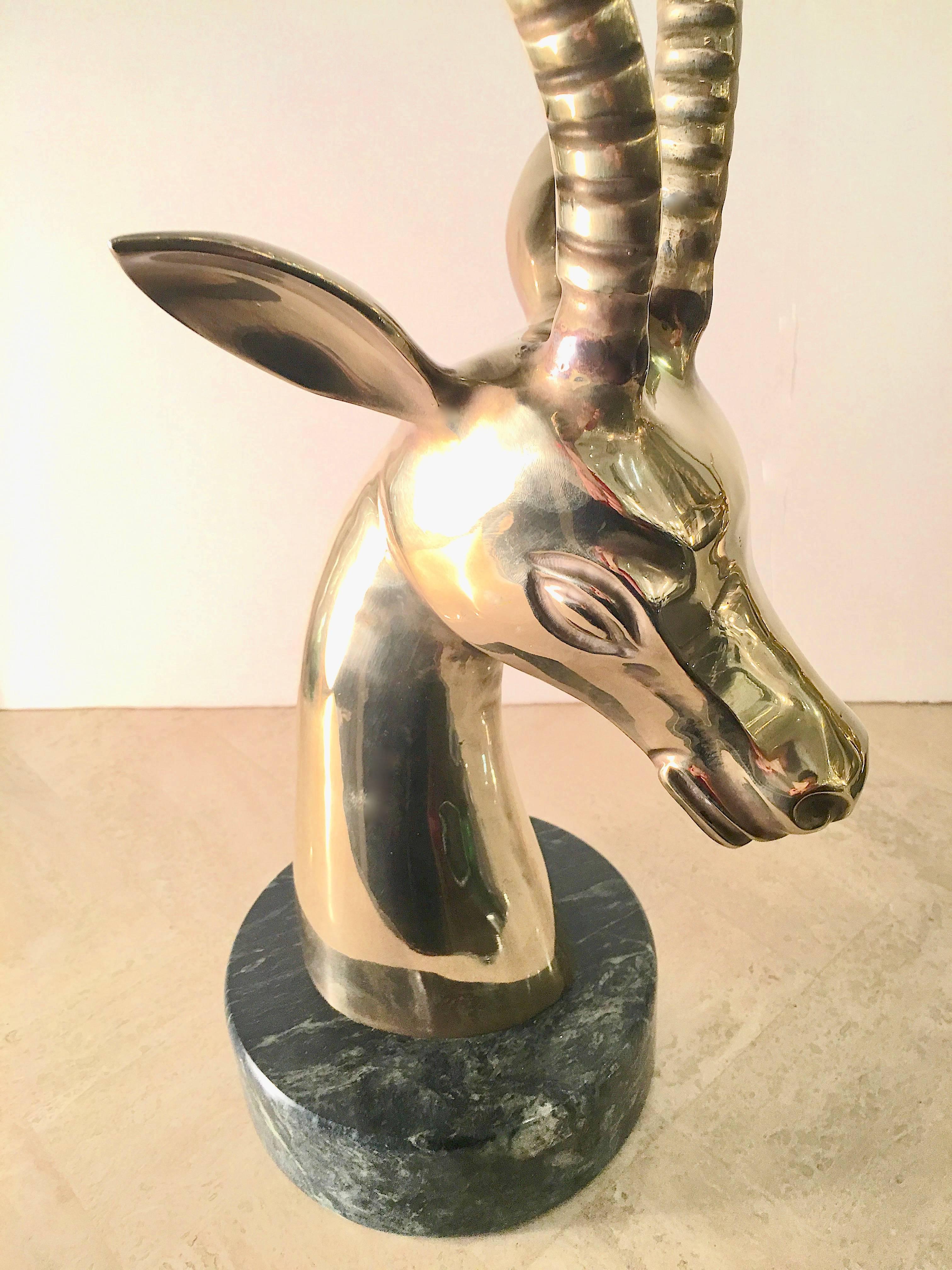 Majestic Pair of Brass Gazelles In Good Condition For Sale In New York, NY