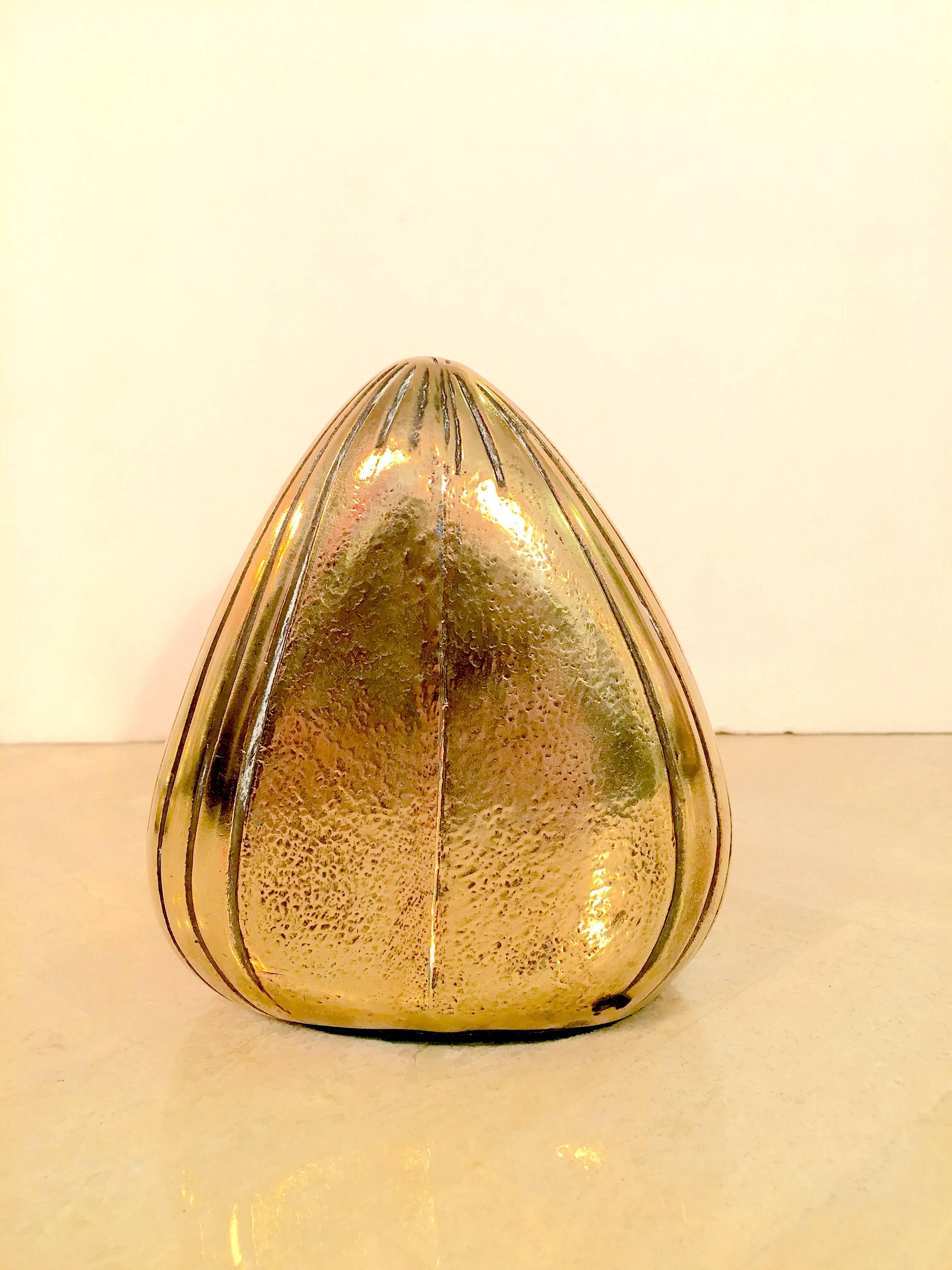 20th Century Pair of Polished Brass Bookends by Ben Siebel