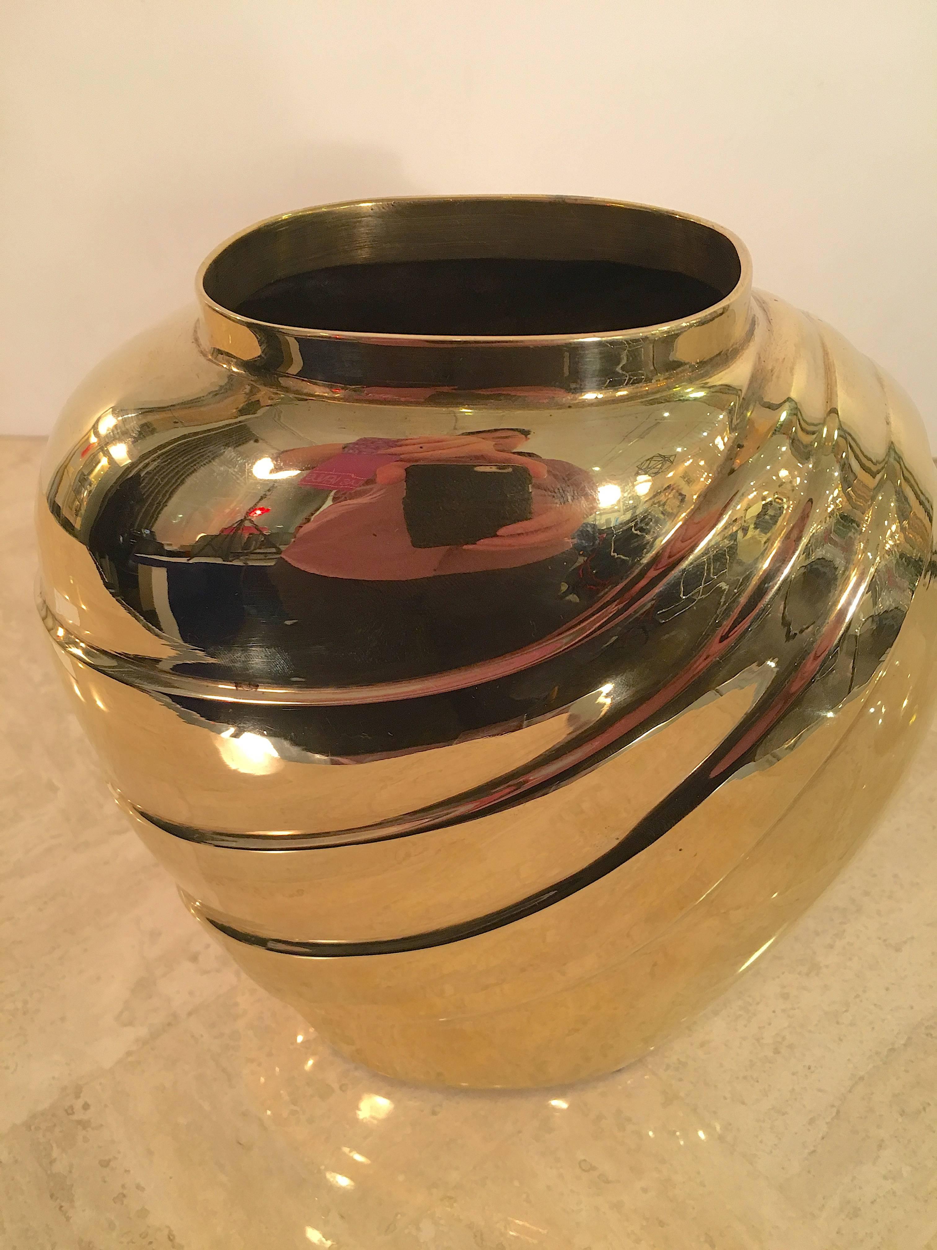 Polished Brass Vase Imported by Rosenthal Netter For Sale