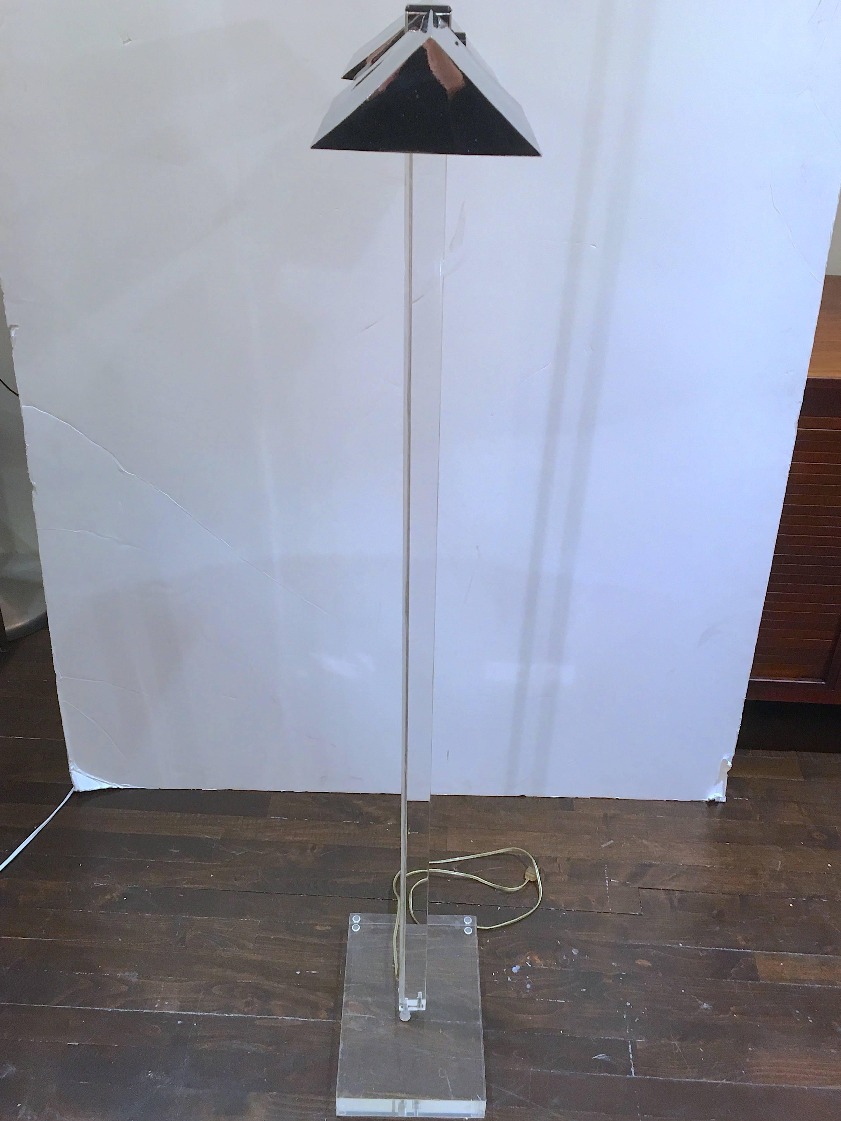 Lucite and Chrome Floor Lamp by George Kovacs In Good Condition For Sale In New York, NY