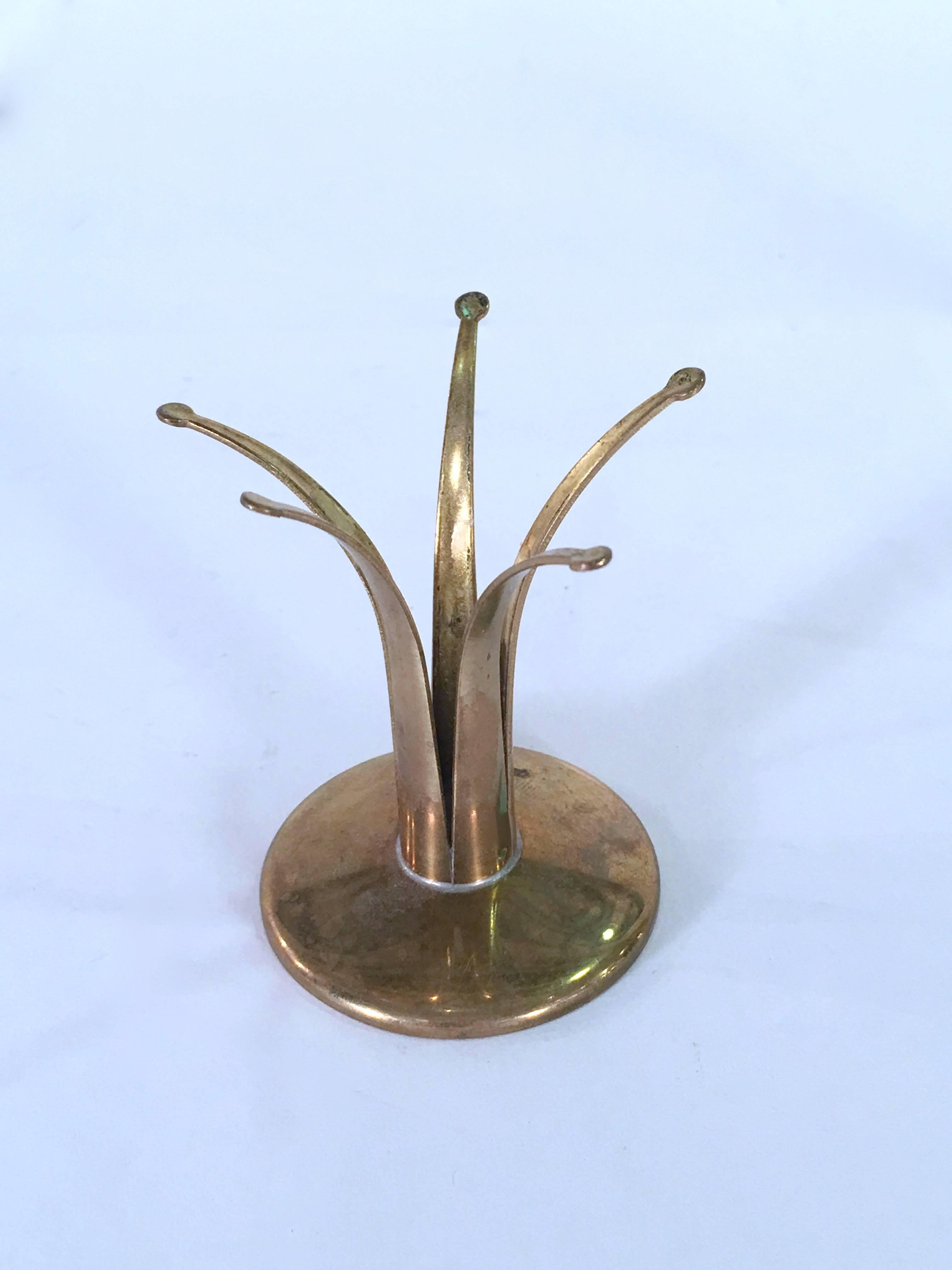 Pair of very charming diminutive brass candlestick holders from Ystad Metal Sweden. Please contact for location. 