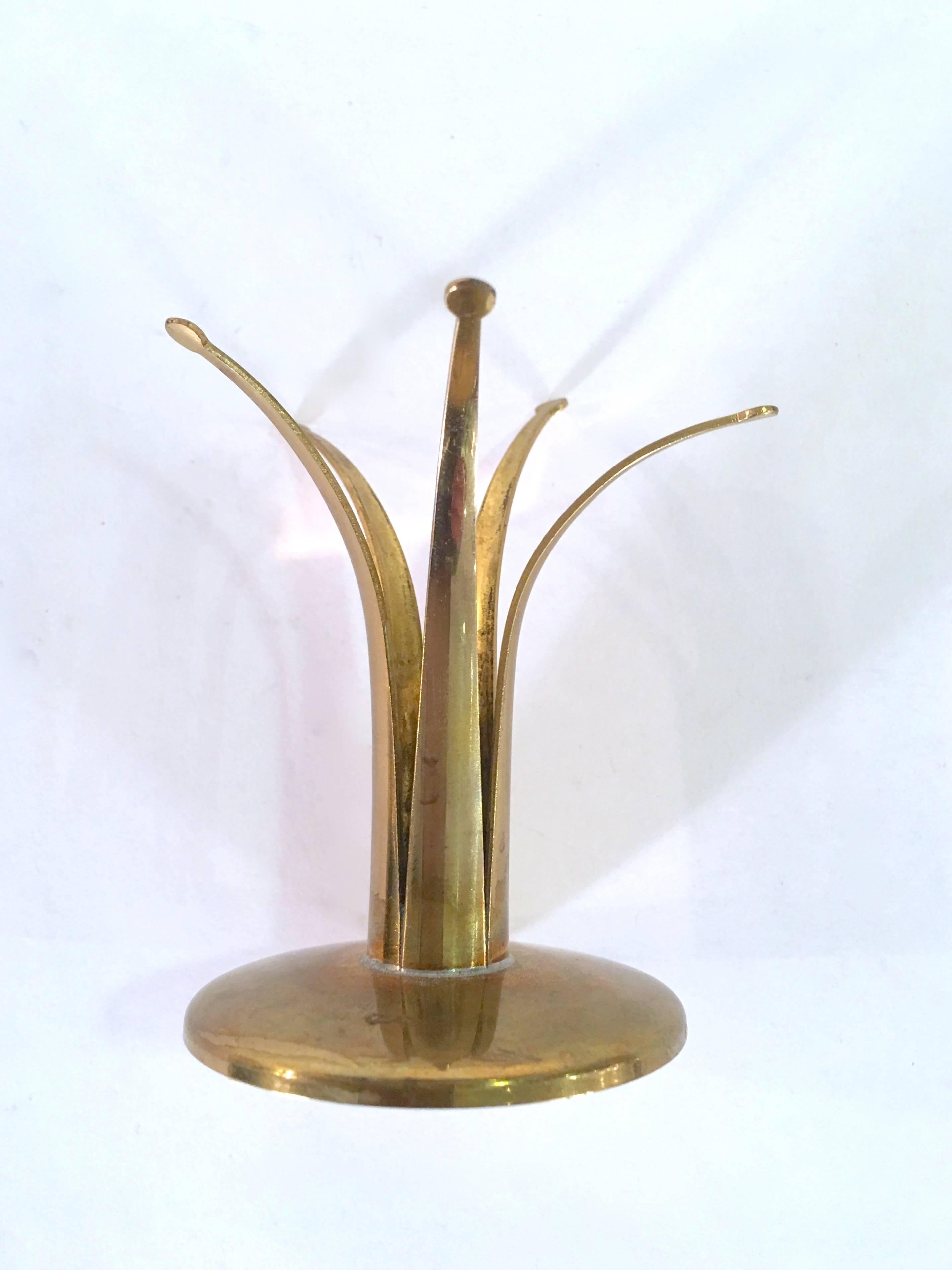 Scandinavian Modern Pair of Brass Candlestick Holders by Ivar Ålenius Björk for Ystad Metal, Sweden