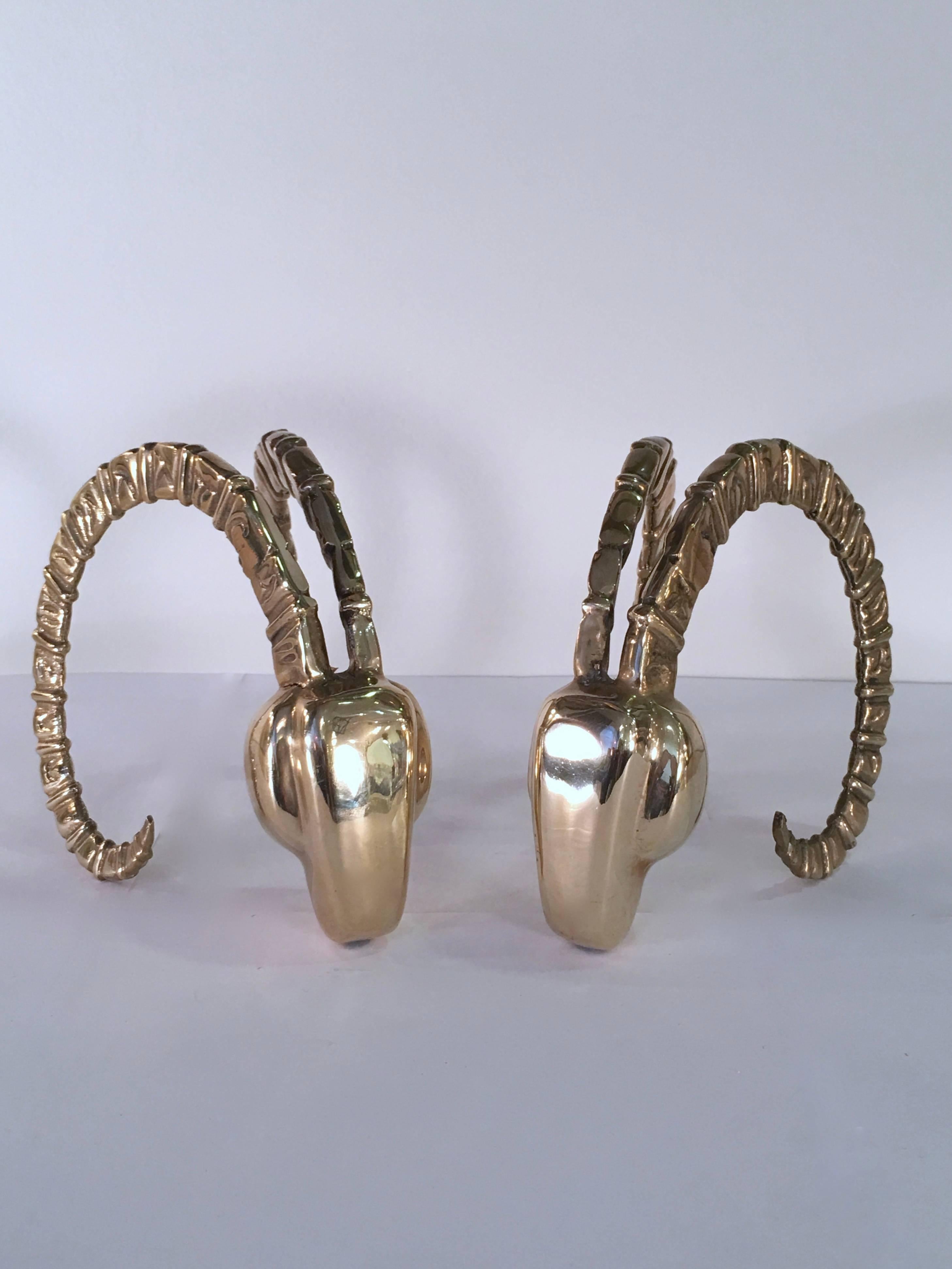 Hollywood Regency Pair of Brass Gazelle Bookends by Dolbi Cashier