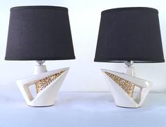 Pair of Sculptural Petite Accent or Boudoir Lamps