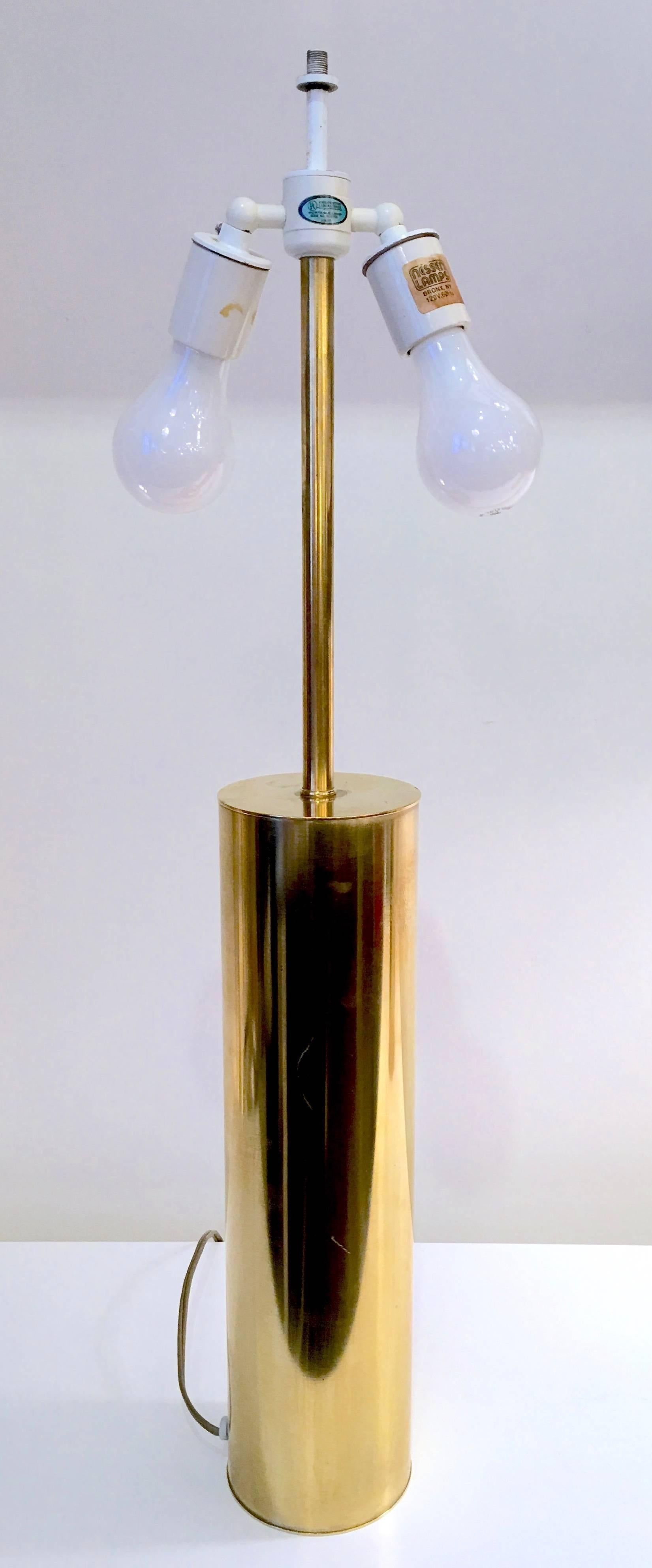 Mid-Century Modern Pair of Brass Lamps by Nessen For Sale