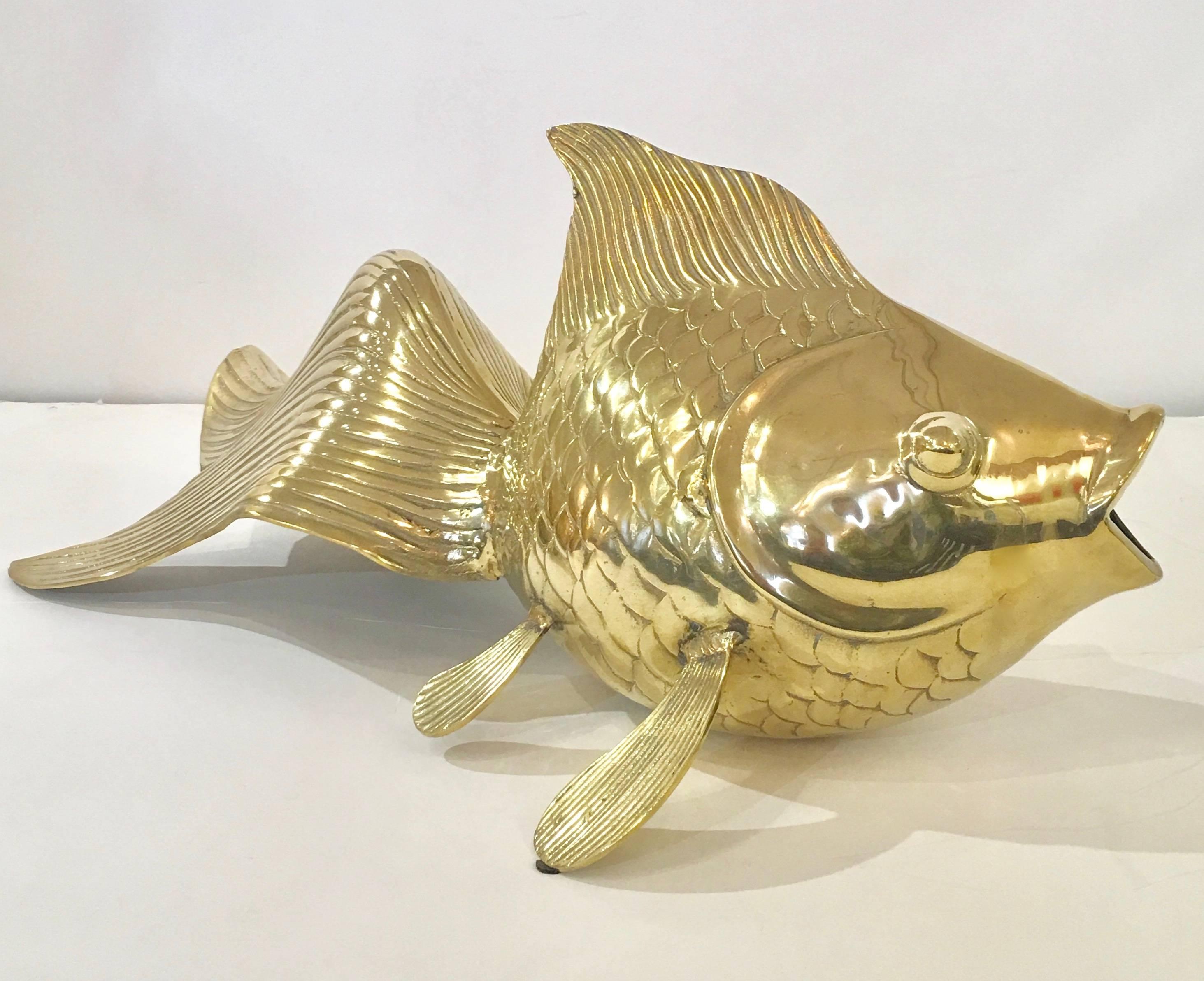 Pair of Monumental Koi Fish in Brass by Rosenthal In Good Condition In New York, NY