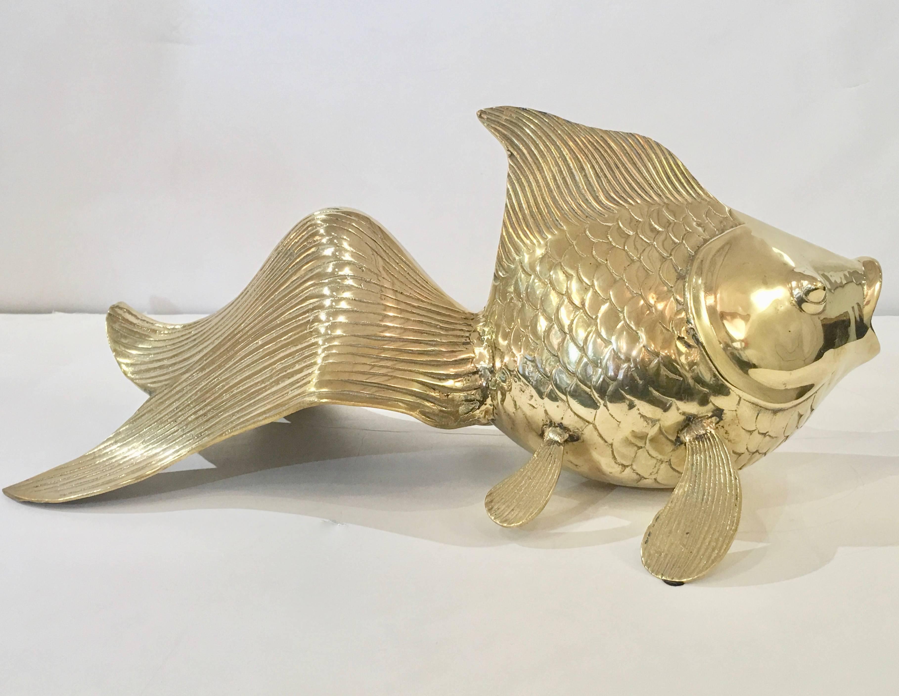 20th Century Pair of Monumental Koi Fish in Brass by Rosenthal