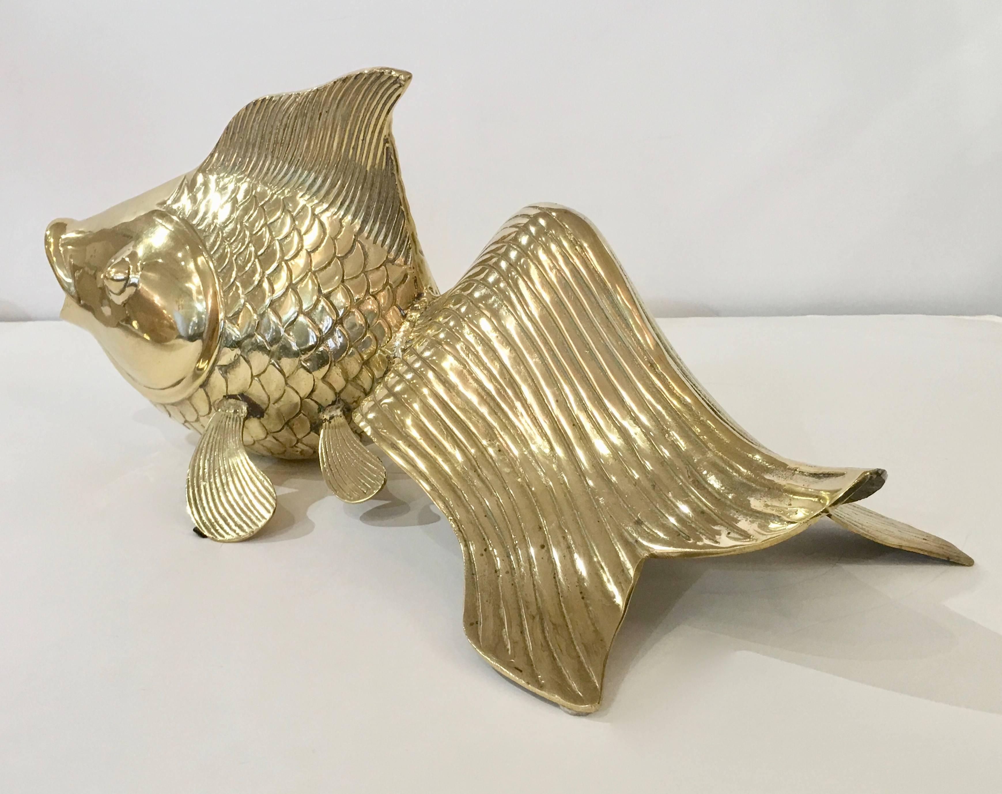 Pair of Monumental Koi Fish in Brass by Rosenthal 1