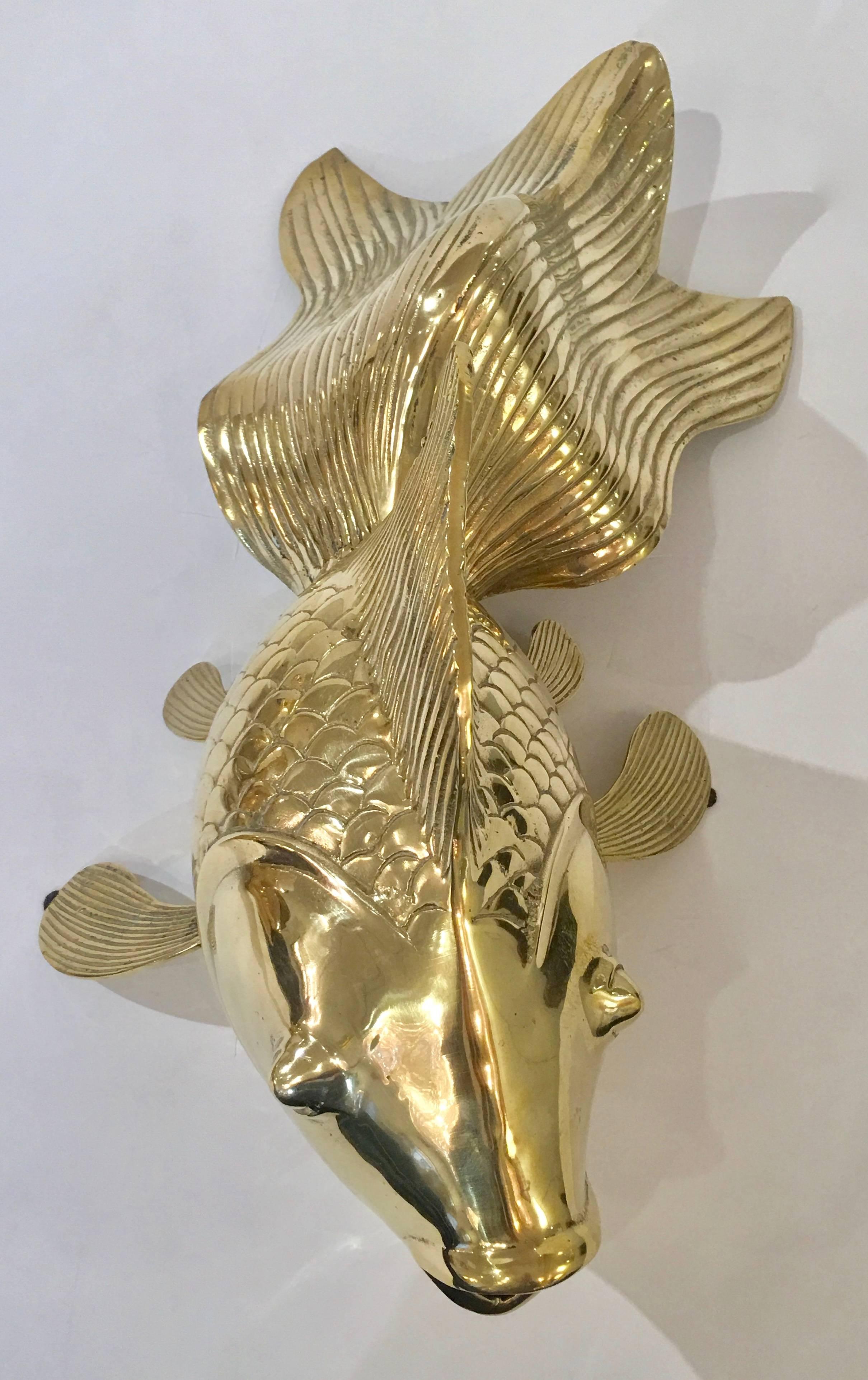 Pair of Monumental Koi Fish in Brass by Rosenthal 2