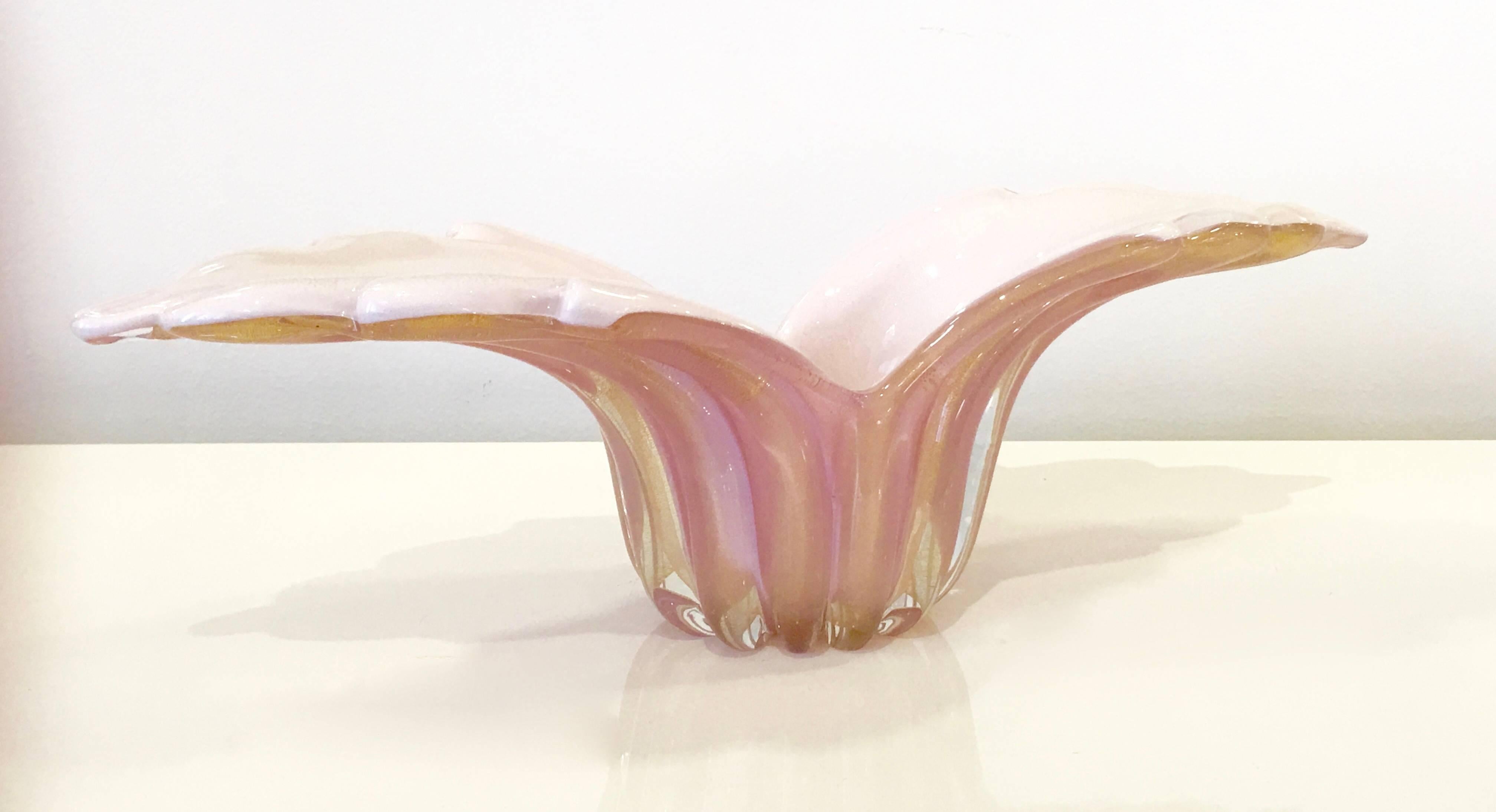 Hollywood Regency Murano Sommerso Centerpiece Bowl by Alfredo Barbini