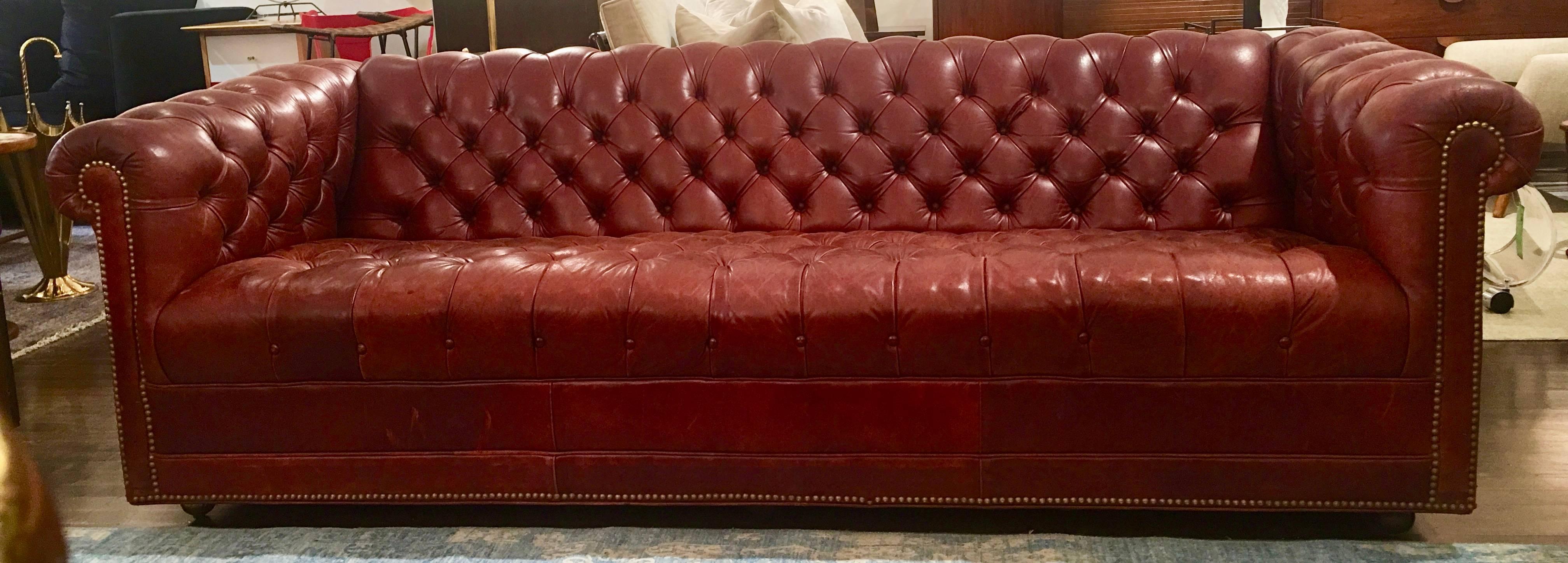 American Vintage Chesterfield Leather Sofa