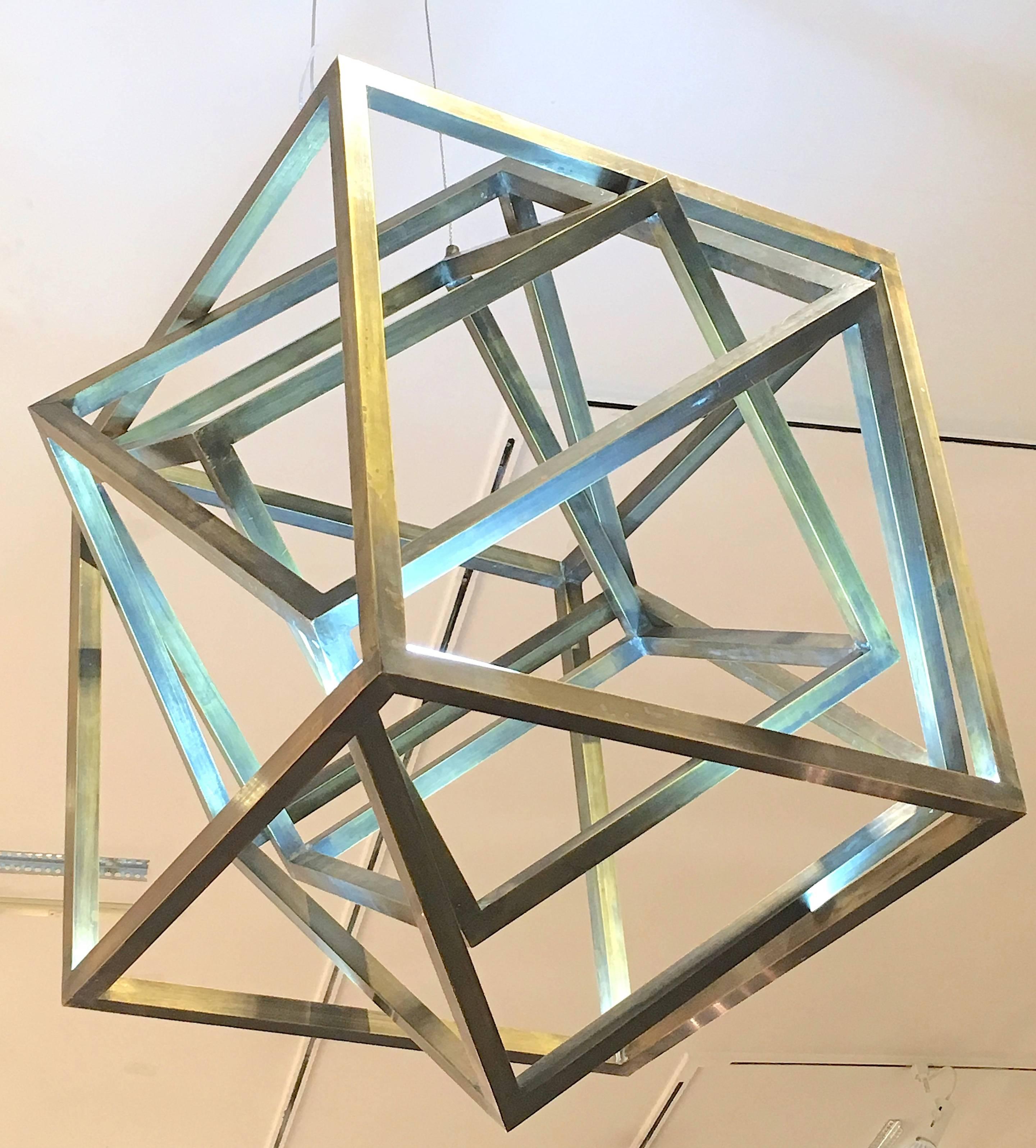 Contemporary Cubic Suspension Pendant Chandelier For Sale