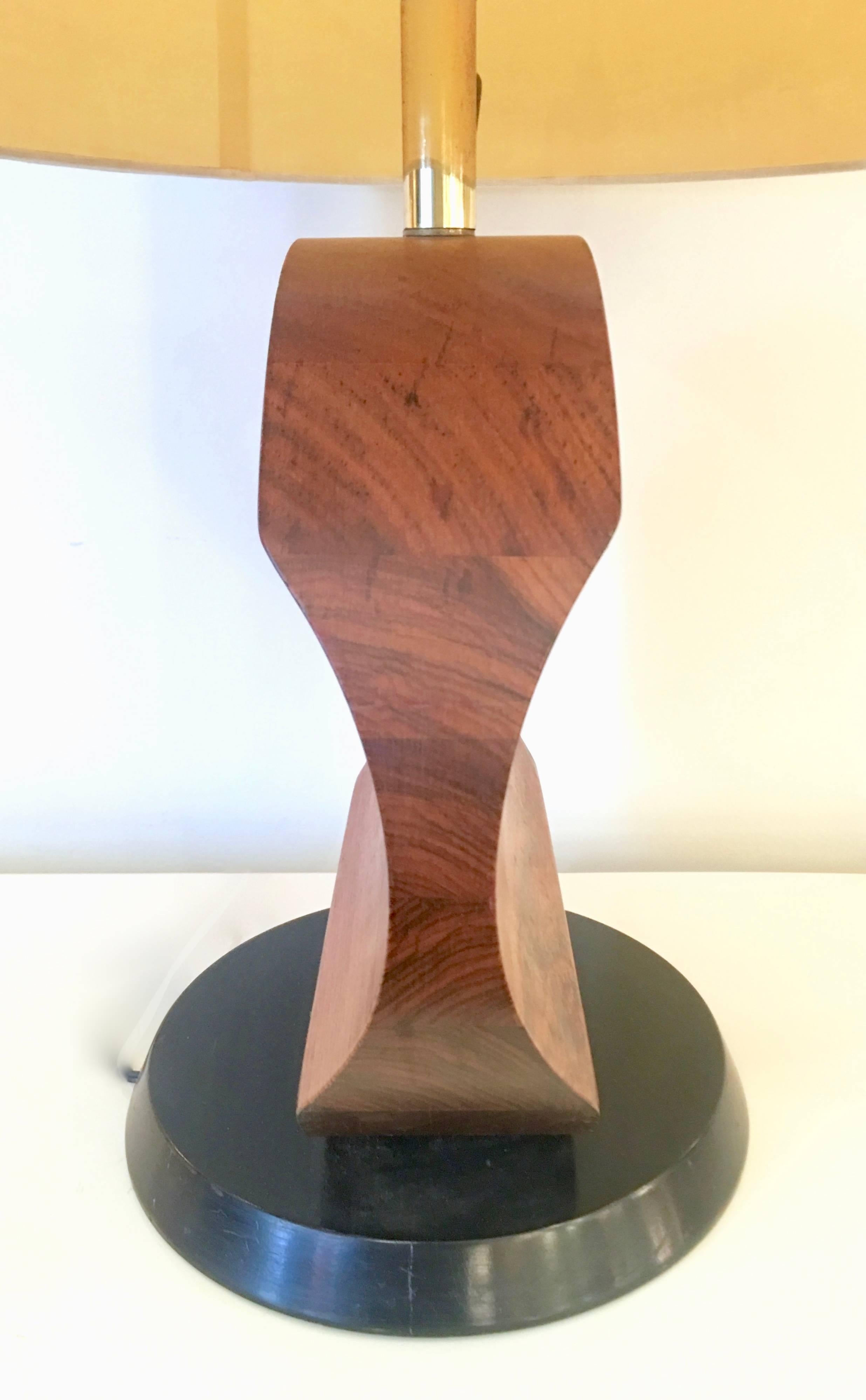Pair of Sculptural Rosewood Lamps For Sale 2