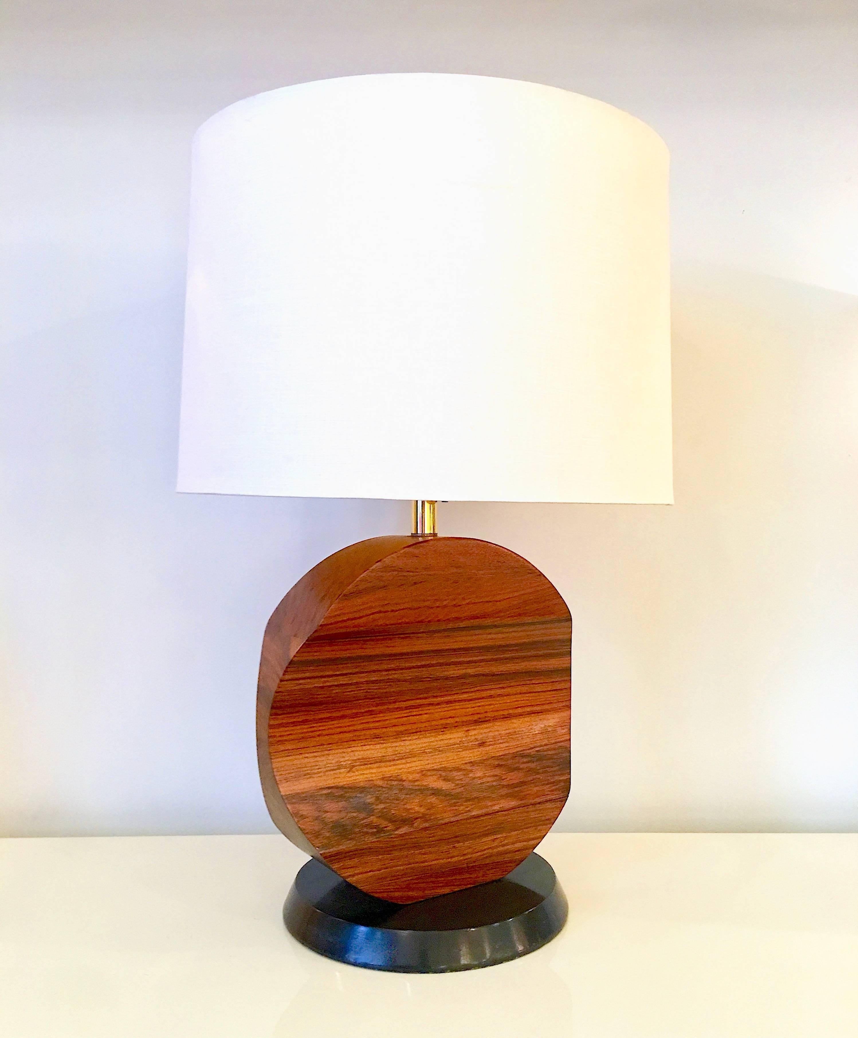 Mid-Century Modern Pair of Sculptural Rosewood Lamps For Sale