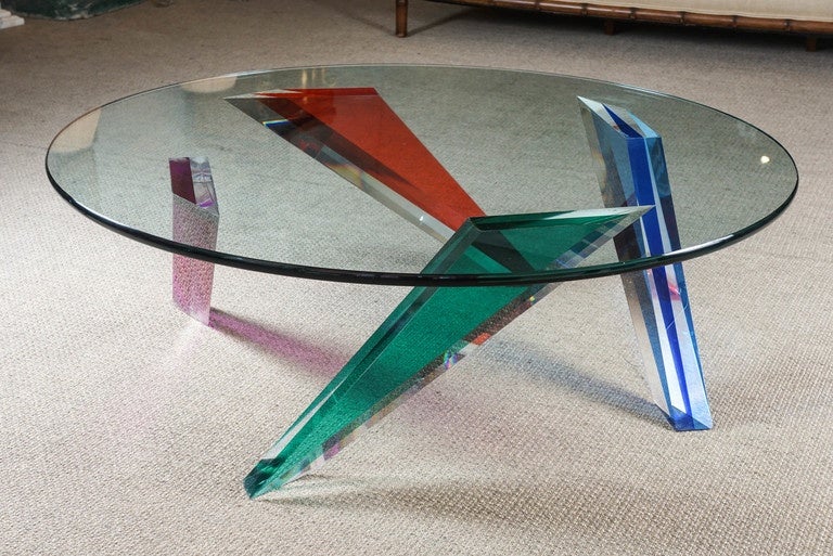 Lucite and Glass Coffee Table at 1stDibs