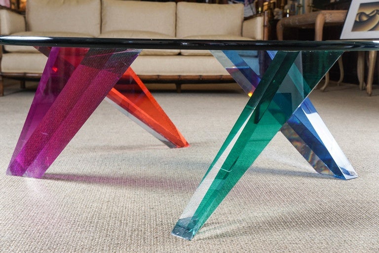 Lucite and Glass Coffee Table at 1stDibs